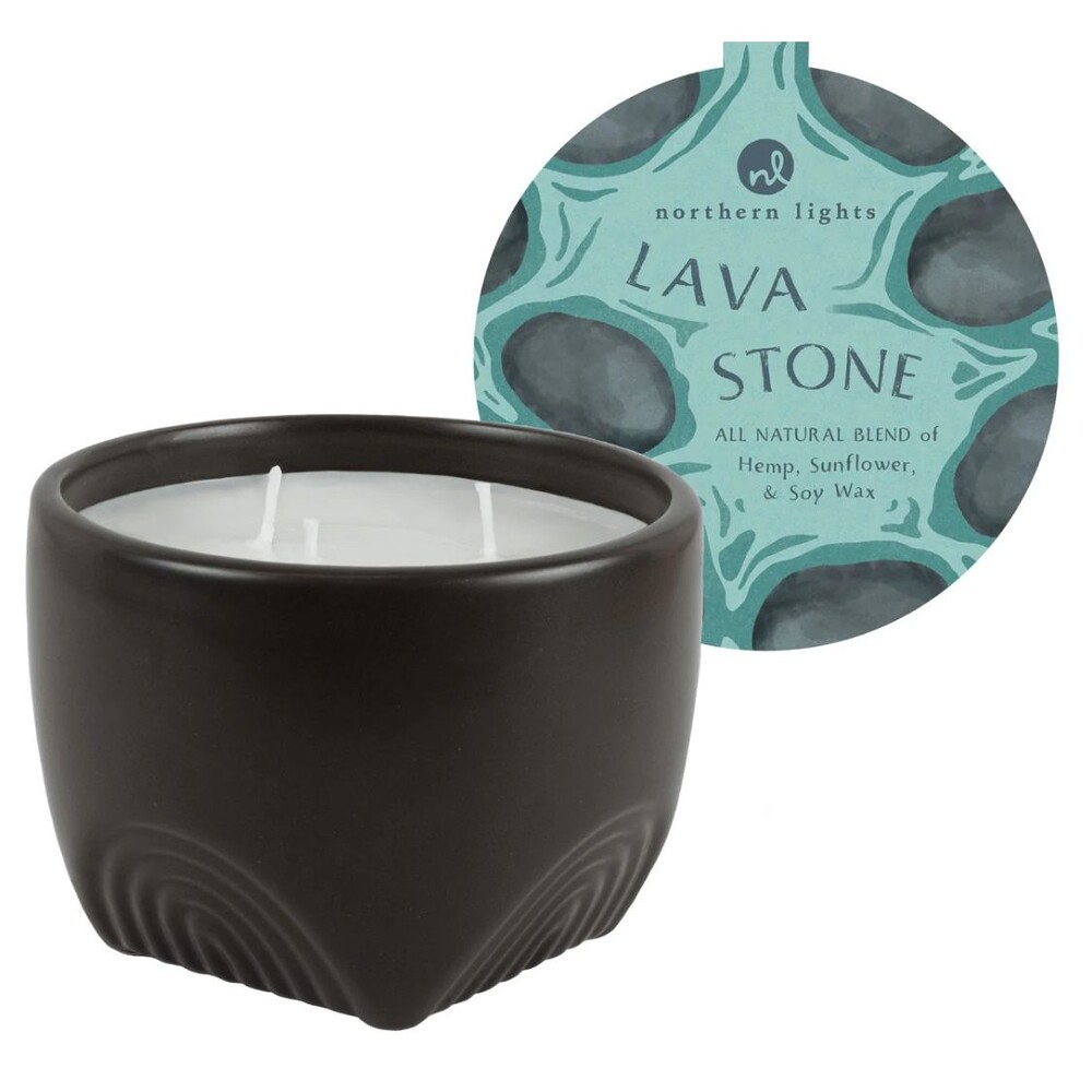 Northern Lights Candle Waking Hour Lava Grounding Stone--30 hours--14 oz